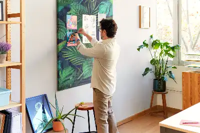 Korktafel mit Motiv exotische Blätter