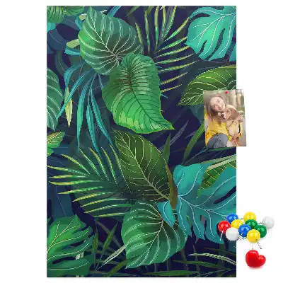 Korktafel mit Motiv exotische Blätter