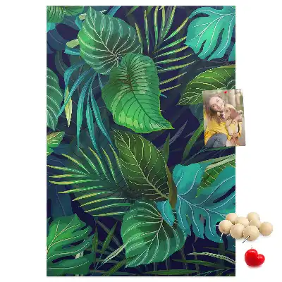 Korktafel mit Motiv exotische Blätter