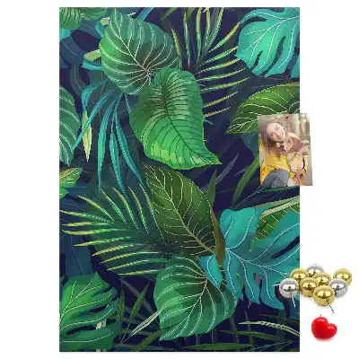 Korktafel mit Motiv exotische Blätter