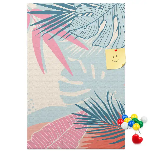 Pinnwand mit Blättermotiv in Pastelltönen