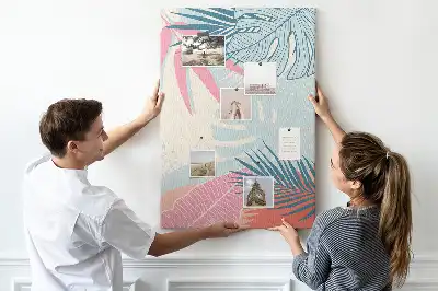 Pinnwand mit Blättermotiv in Pastelltönen