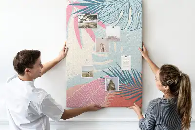 Pinnwand mit Blättermotiv in Pastelltönen