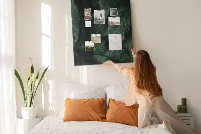 Pinnwand aus Kork mit Dschungel-Vegetationsblatt-Motiv