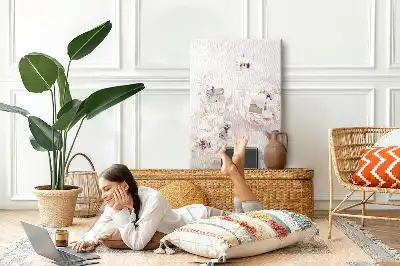 Korktafel mit Pfingstrosen Motiv
