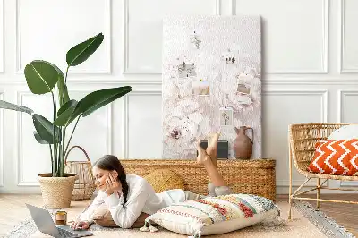 Korktafel mit Pfingstrosen Motiv