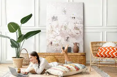 Korktafel mit Pfingstrosen Motiv