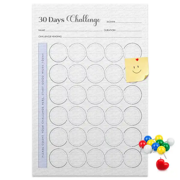 Pinnwand aus Kork als 30-Tage-Challenge-Planer