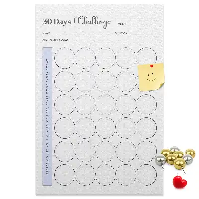 Pinnwand aus Kork als 30-Tage-Challenge-Planer