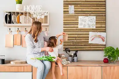 Kork-Pinnwand mit Bambussprossen-Motiv