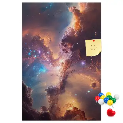 Korktafel mit kosmischem Galaxie-Motiv