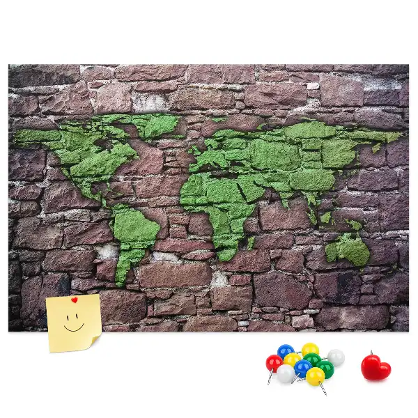 Bedruckte Weltkarte als Korkpinnwand