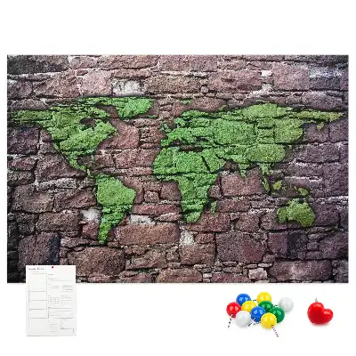 Bedruckte Weltkarte als Korkpinnwand