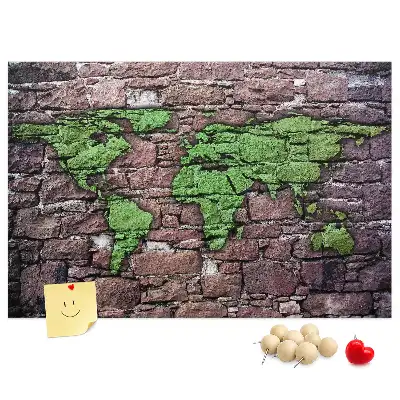 Bedruckte Weltkarte als Korkpinnwand