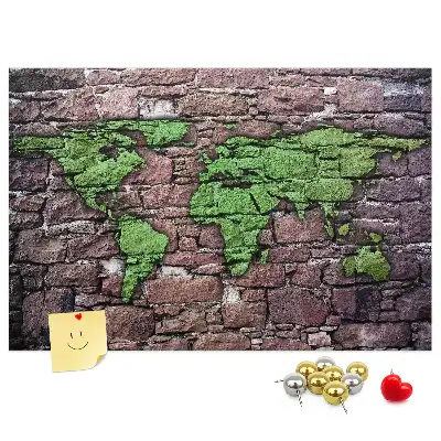 Bedruckte Weltkarte als Korkpinnwand