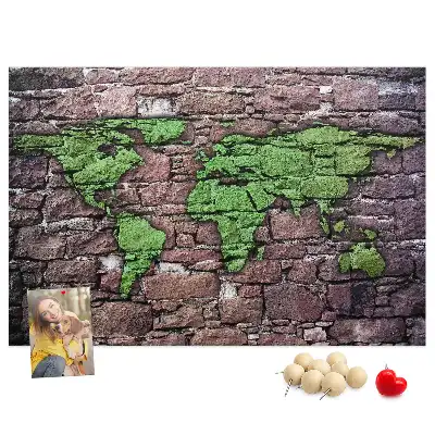 Bedruckte Weltkarte als Korkpinnwand