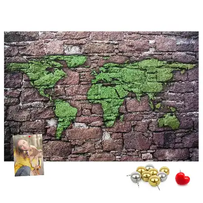 Bedruckte Weltkarte als Korkpinnwand