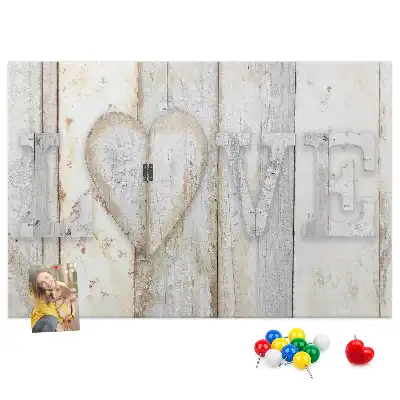 Bilder-Korktafel mit romantischem Love-Spruch