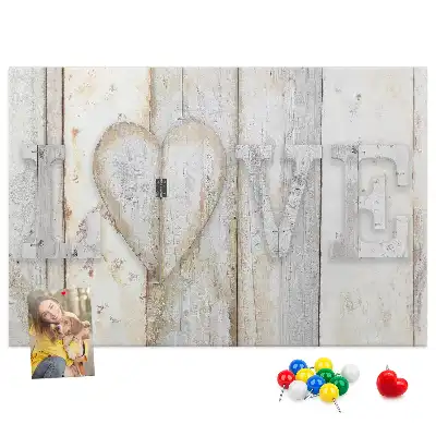 Bilder-Korktafel mit romantischem Love-Spruch
