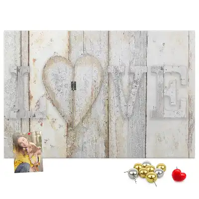 Bilder-Korktafel mit romantischem Love-Spruch
