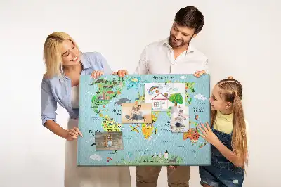 Pinnwand Kontinente mit der Fauna des Globus