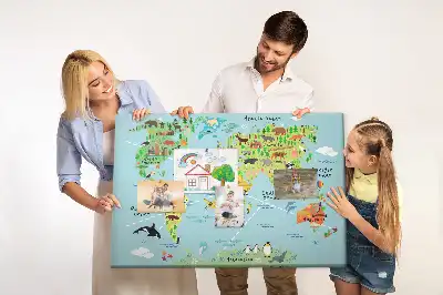 Pinnwand Kontinente mit der Fauna des Globus