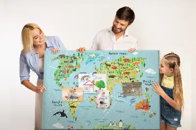 Pinnwand Kontinente mit der Fauna des Globus