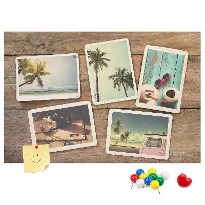 Bedruckte Korkplatte mit Polaroid-Fotos