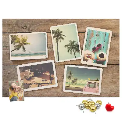 Bedruckte Korkplatte mit Polaroid-Fotos