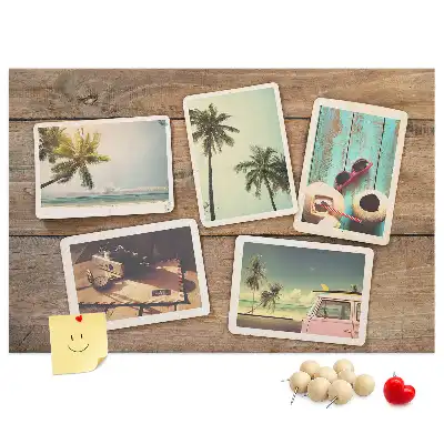 Bedruckte Korkplatte mit Polaroid-Fotos