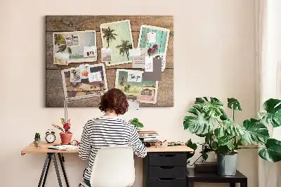 Bedruckte Korkplatte mit Polaroid-Fotos