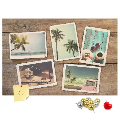 Bedruckte Korkplatte mit Polaroid-Fotos