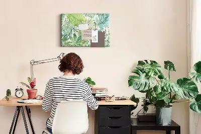 Bedruckte Korkplatte Tropische Blätter Pflanzenkomposition