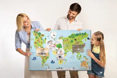Bedruckte Kork-Weltkarte mit Motiv Kulturen