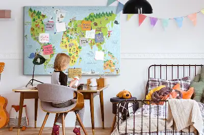 Bedruckte Kork-Weltkarte mit Motiv Kulturen