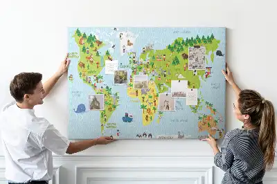 Bedruckte Kork-Weltkarte mit Motiv Kulturen