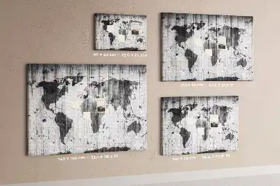 Bilder-Korktafel Weltkarte auf Holz