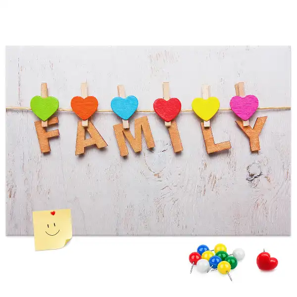 Bedruckte Korkplatte mit Familienschriftzug