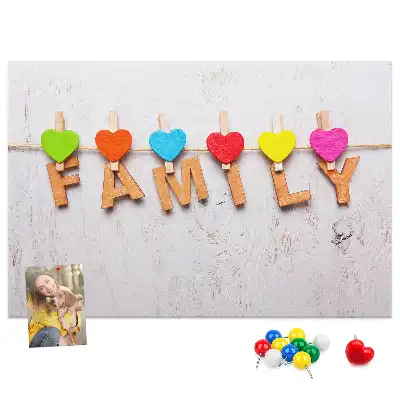 Bedruckte Korkplatte mit Familienschriftzug