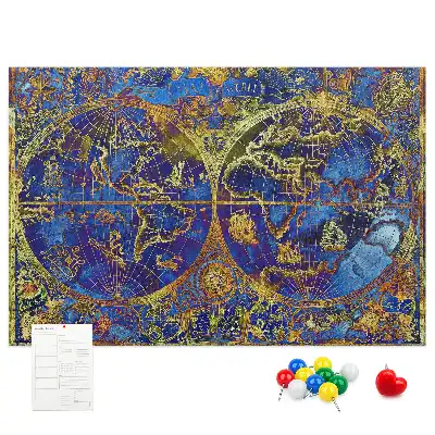 Bilder-Korktafel mit Atlaskarte