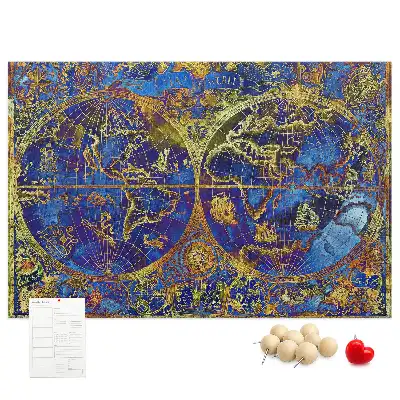 Bilder-Korktafel mit Atlaskarte