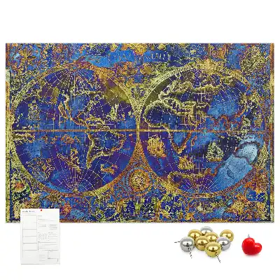 Bilder-Korktafel mit Atlaskarte