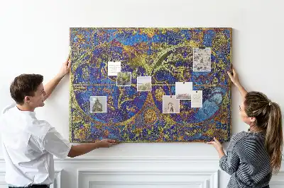 Bilder-Korktafel mit Atlaskarte