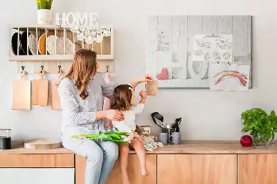 Bilder-Korktafel mit Typografie Home für die Wohnzimmerwand