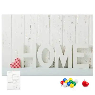 Bilder-Korktafel mit Typografie Home für die Wohnzimmerwand