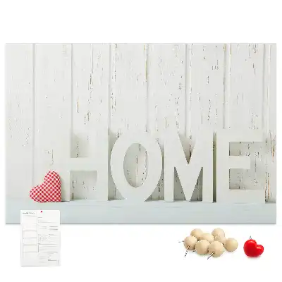Bilder-Korktafel mit Typografie Home für die Wohnzimmerwand