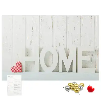 Bilder-Korktafel mit Typografie Home für die Wohnzimmerwand