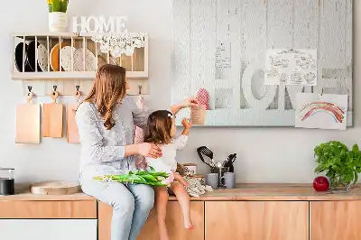 Bilder-Korktafel mit Typografie Home für die Wohnzimmerwand