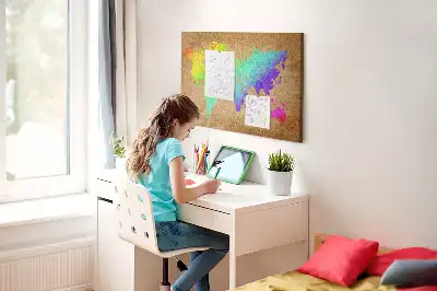 Bedruckte Korkpinnwand mit Weltkarte