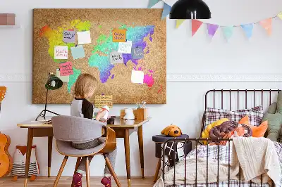 Bedruckte Korkpinnwand mit Weltkarte